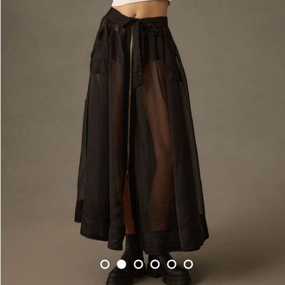 🐢 Anthropologie Sheer Parachute Skirt - Picture 2 of 8